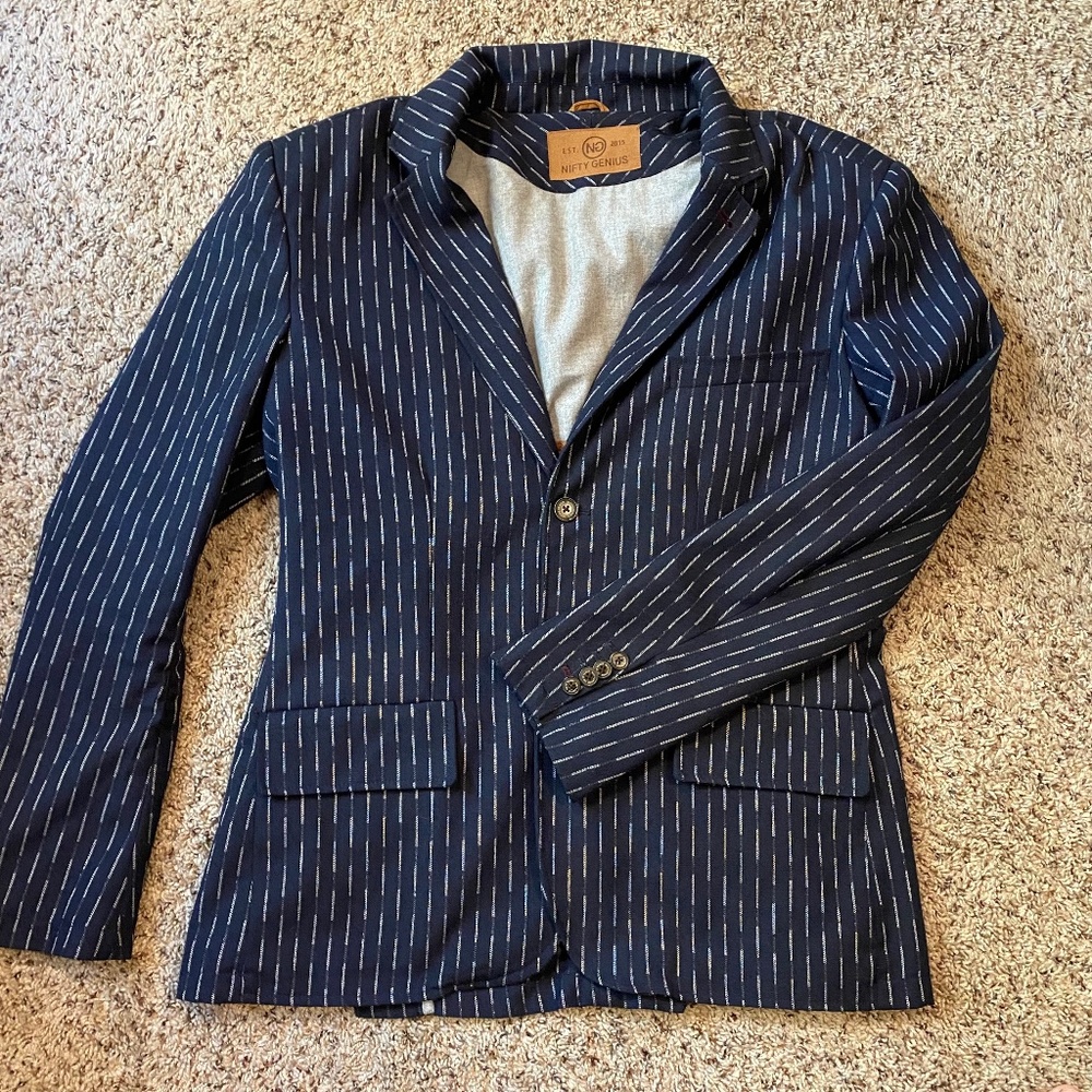Nifty Genius Kurt Blazer, Men's XL, Navy Blue Pattern
